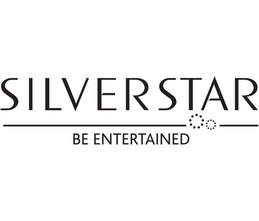 The image features the Silverstar logo with the word SILVERSTAR in large, elegant letters above the phrase BE ENTERTAINED in smaller text, with two small star symbols to the right.