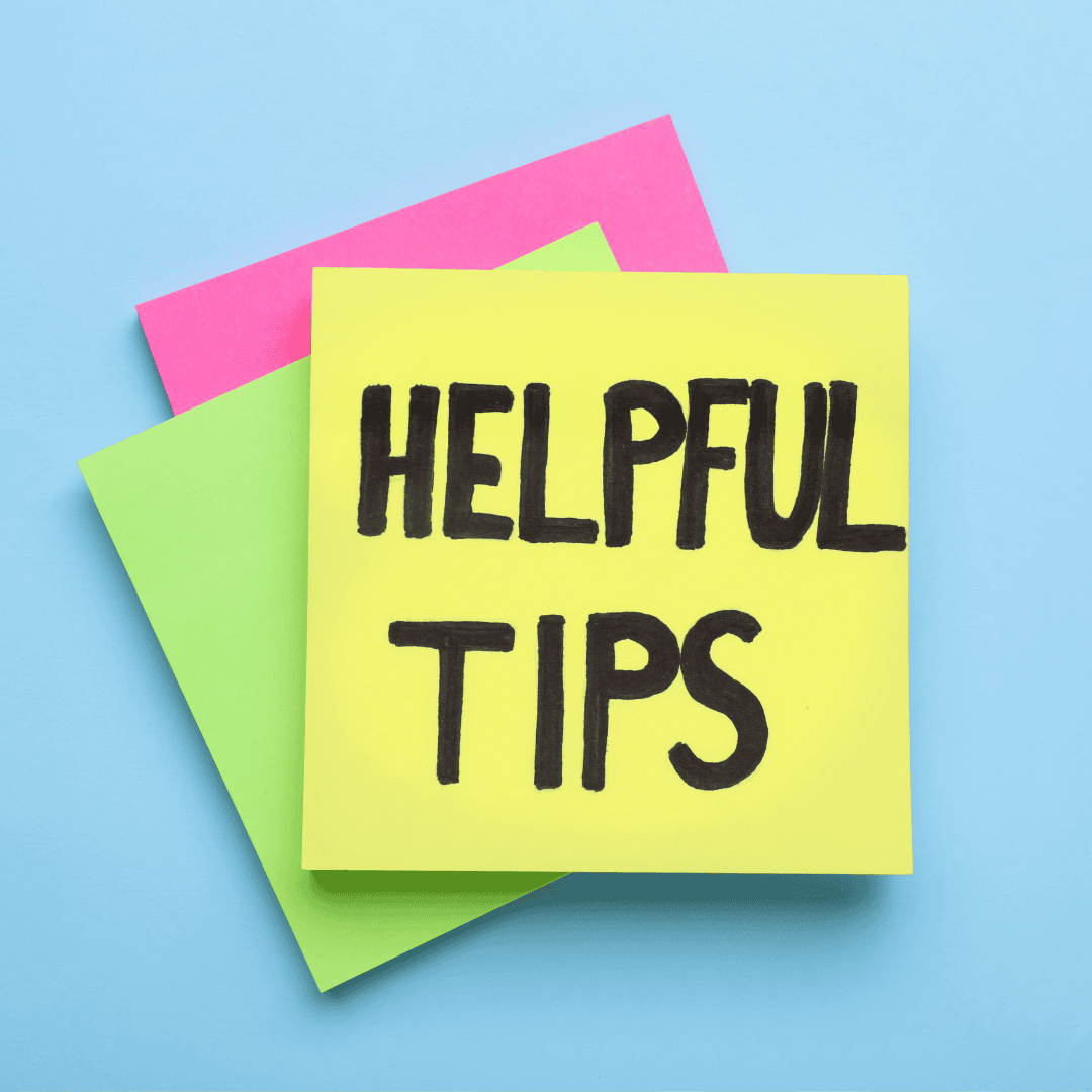A stack of colorful sticky notes on a blue background, with the top yellow note displaying the handwritten words HELPFUL TIPS in bold black letters—perfect for keeping your Matric study ideas organized.